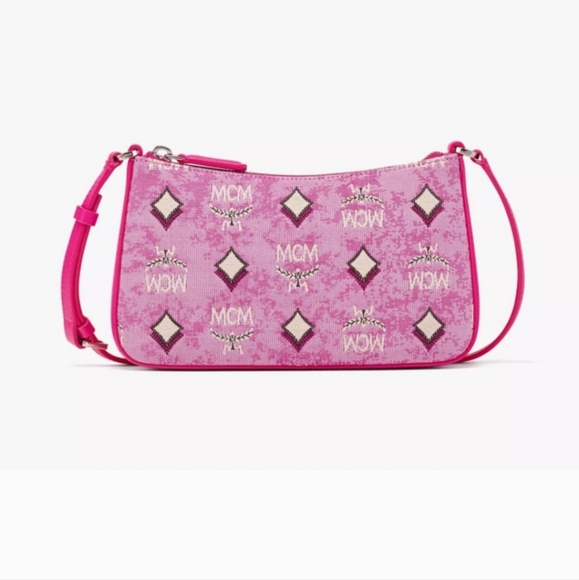 MCM Mini Portuna pink monogram shoulder bag with COA. - Picture 1 of 9